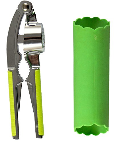 Garlic Press and Peeler Set - Stainless Steel Crusher - BPA Free Garlic Peeler - Easy Cleaning - 90 Day 'No Problem' Guarantee!