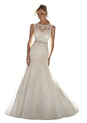 Polyester/Satin Mermaid Crystal Crystals Backless Lace Wedding Dress 