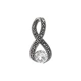 Sterling Silver White CZ + Marcasite Infinity Pendant