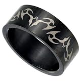 Black Stainless Steel Band with Celtic Design Sizes 8-13 by ToltecTraders.com