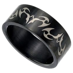 Black Stainless Steel Band with Celtic Design Sizes 8-13
