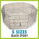 24H" x 24" 8 Panel GoGo Black Epoxy Exercise Pen w/ Door