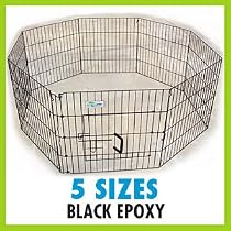 36"H x 24" 8 Panel GoGo Black Epoxy Exercise Pen w/ Door