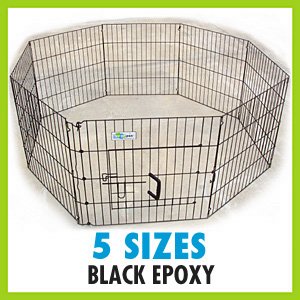 Childrens Toyshop  Pet Supplies : 24H" x 24" 8 Panel GoGo Black Epoxy Exercise Pen w/ Door