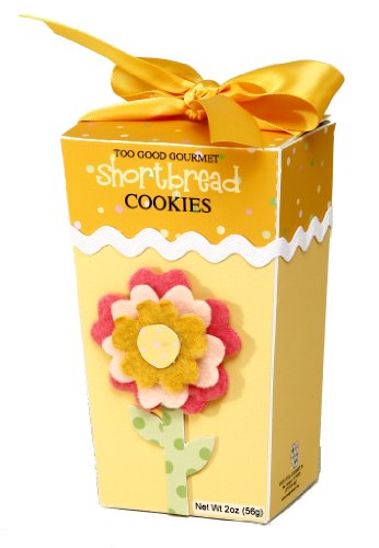 Too Good Gourmet Shortbread Cookies, 7-Ounce Large Yellow Felt Flower Boxes (Pack of 6)