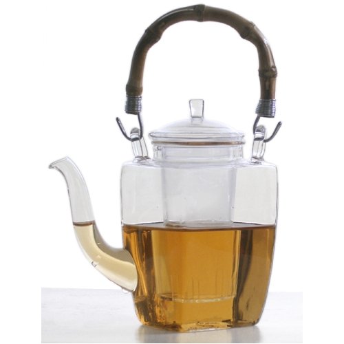 Unique Chinese Yixing Glass Tea Pot Bamboo Handle 12 ounces Unique Chinese Yixing Glass Tea Pot Bamboo Handle 12 ounces