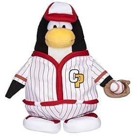  Disney Club Penguin 6 1/2 inch Limited Edition Penguin Plush - Red Baseball Player