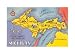 Map of the Upper Peninsula, Michigan Art Poster Print, 17x11