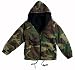 Reversible Nylon Jacket with Hood, Woodland Camo, Large