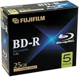 Fujifilm Media 25303605 BD-R Blue Ray Disc Write Once 10MM Jewel Case - 5 Pack Box