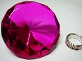 Mother's Day Special: Small Hot Pink Glass Crystal Diamond Shaped Paperweight 2.25