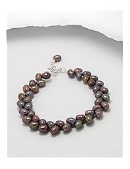 Tahiti (Dyed) Fresh Water Pearls Bracelet In 92.5 Sterling Silver