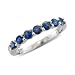 Natural Sapphire Wedding Ring in 14k White Gold 7 Stone Ring, 1.05 cttw, Certificate of Authenticity