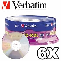 Verbatim 95310 8.5 GB 2.4X Dual-Layer DVD+R, 20-Disc Spindle