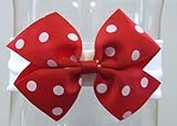 IMAGE OF Polka Dot Bow Baby Headband (White Band/Red Bow)