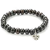 Ettika Silver Fleur De Lys #1 Black Bone Bead