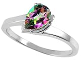 0.80 cts Genuine Mystic Rainbow Topaz Ring - 14kt White or Yellow Gold