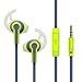 Sports Stereo Earphone,Tikono 4 Feet(1.2m) Flat In-Ear Earbud Headphones,Ergonomic Comfort-Fit,with Mic, Best for IPhone,noise-cancelling Wired Cell Phone Headsets Including Storage Bag with Carabiner