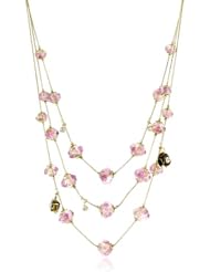 Betsey Johnson "Tzarina Princess" Pink Flower Bead Multi-Row Necklace