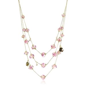 Betsey Johnson "Tzarina Princess" Pink Flower Bead Multi-Row Necklace