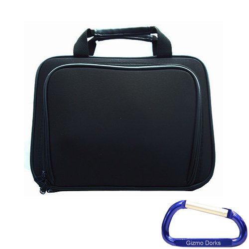 Jet Black Hand Strap Memory Foam Carrying Case for the Sony Vaio W or any 10 Inch Series Netbook Laptop Computer with Free Carabiner Key Chain