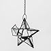 Richland Hanging Star Metal Tealight Lantern Black with Clear Embossed Glass 8