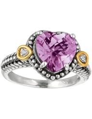 Designer Phillip Gavriel 18k Gold & Sterling Silver Collection Diamond, Amethyst Heart Ring, Size 6