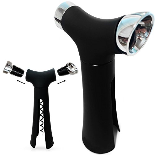 The Original CouÃ©l 4in1 Wine Opener Includes Pour Spout, Stopper, Foil Cutter, and Screwpull Corkscrew, Black
