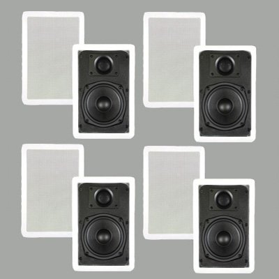 4 Pair New 5.25 In Wall Surround Sound Home Theater Rectangular Kevlar Speaker 4TS50W