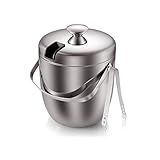 Fortune Candy(TM) Double Wall Stainless Steel Ice Bucket with Tong,3 Litre/0.8 Gal