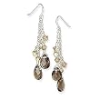 Double Strand Chain Earrings Featuring Faceted Smoky Quartz and Crystals