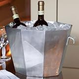 Silver Wine Bucket Metal Barware Designer Cooler NEW