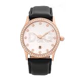 D&G Dolce & Gabbana Women’s DW0501 Gloria Black Leather Crystal Accent Watch