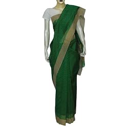 Printed Saris Cotton Indian Traditional Clothing Green