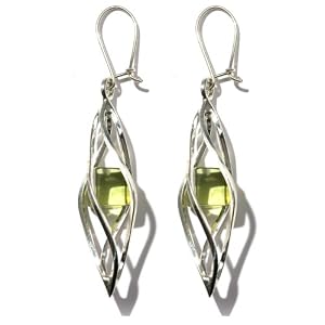 Sterling Silver Caribbean Amber Millennium Collection Twisted  Earrings