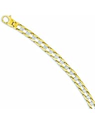 Genuine 14K Yellow Gold Two-Tone 7.95Mm Polished Fancy Link Bracelet 8.5 Inches 100% Satisfaction Guaranteed.