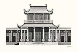 Chinese Architecture B&W by Sir William Chambers. ART PRINT . 22.00 inches width by 16.00 inches height. Highest Quality Art Poster Print