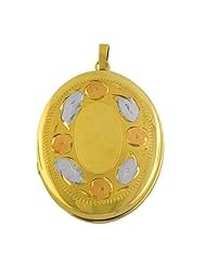 14 Karat Tri-color Gold Photo Locket Pendant