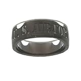Air Force Ring / Military Ring (Made in USA - Air Force Band). Gun metal ring with sandblasted engraved design. Wear with Military gear or U.S. Air Force Military Uniform! Great as a current soldier ring gift or Military Veteran Ring gift of appreciation! (Style US AirForce)