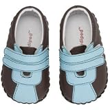 Pediped Originals * Liam -- Choc Brown / Baby Blue * Soft Leather-Soled Shoes! Large (US size: 5.5 -6 / 18-24 months / EU Size 21)