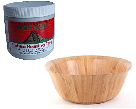 Aztec Secret Indian Healing Clay &amp; Deep Pore Cleanser (1 pound) with Bamboo Face Mask Mixing Bowl by BHG and Mixing Spatula Bundle