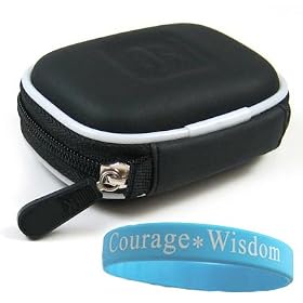 Black Secure digital media memory card case holds up to 12 SD cards + Wisdom*Courage Wristband