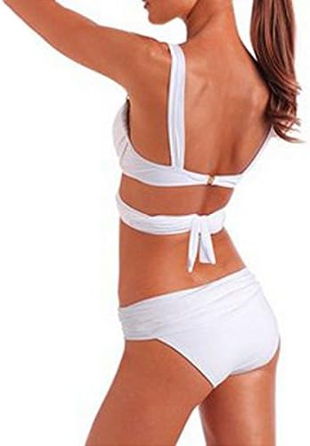Brotechno Hot Sale 2pcs Sexy Ladies Swimsuit Women Push up Padded Bikini Swimwear Bikini Set (S, white)