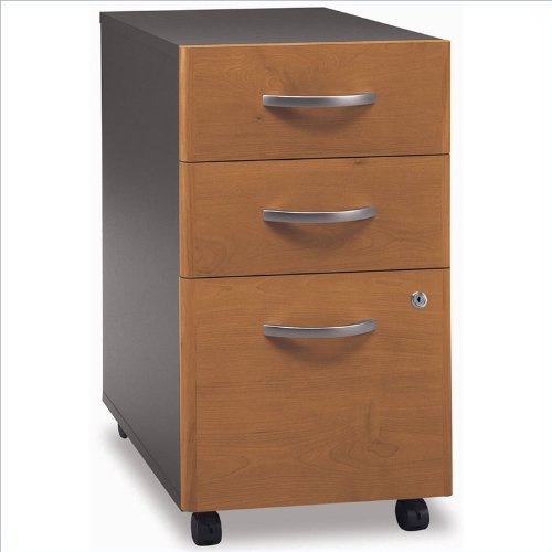 Bush Furniture Series C 3 Drawer Vertical Mobile Wood File Cabinet in Natural Cherry