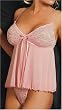Plus Size Stretch Lace and Mesh Babydoll in Pink/Camel or Black/Ivory 1x 2x 3x