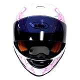 Motorcycle Street Bike Pink Flower Full Face Woman/Lady Helmet