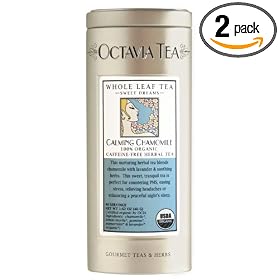 Octavia Tea Organic Calming Chamomile Caffeine-Free Herbal Tea, Loose Tea, 1.62-Ounce Tins (Pack of 2)