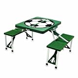 Picnic Time Green with Soccer Design Portable Folding Table/Seats