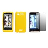 EMPIRE Yellow Rubberized Hard Case Cover + Screen Protector for Verizon HTC ....