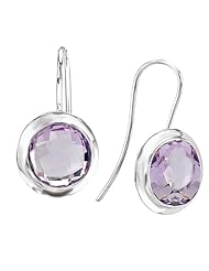 925 Sterling Silver High-Polish Finish Faceted Round Pink Quartz Wire Earrings